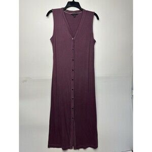 Banana Republic Women's Sleeveless Button-Down Dress Size Medium Plum V-Neck